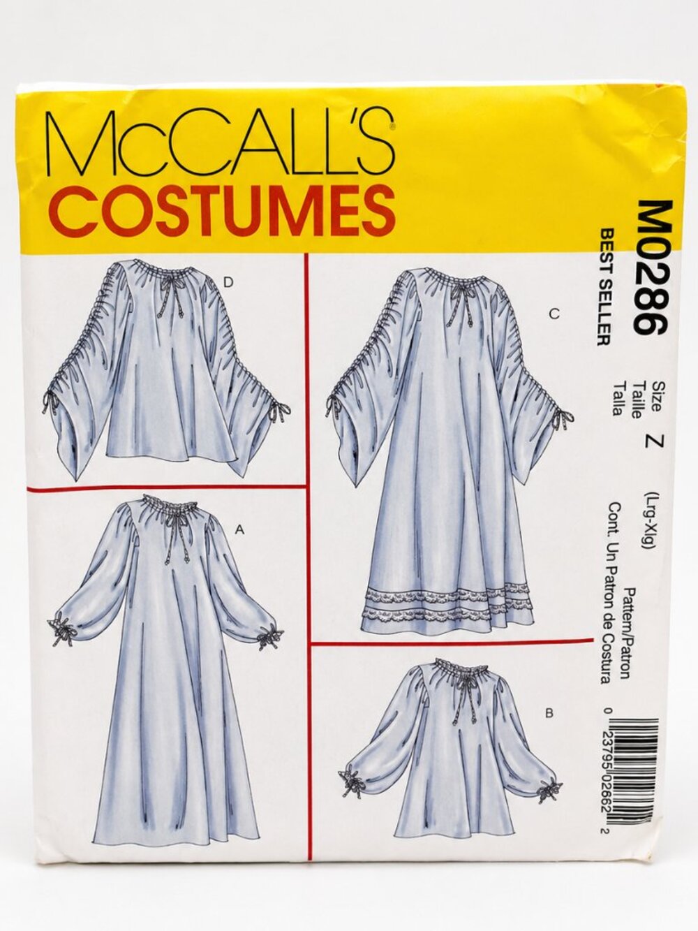 McCall’s M0286 Costume Sewing Pattern Size Z L-XL Nightgown Tunic Top